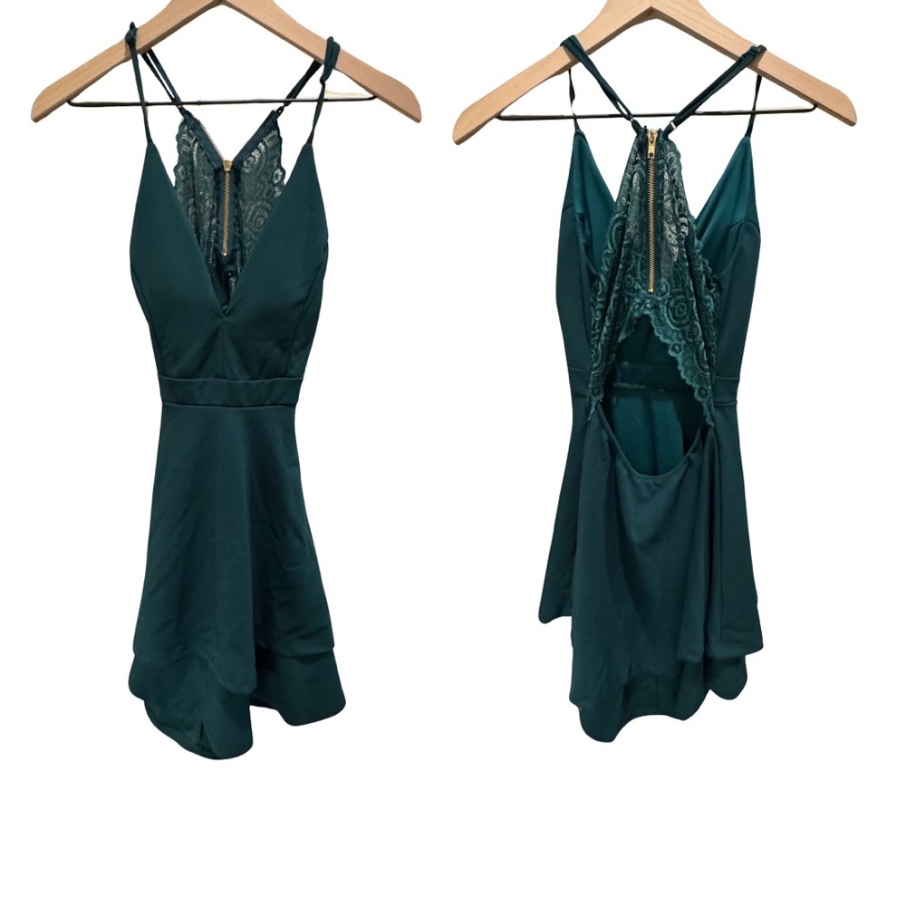 3/$30 Honey and Rosie Teal Backless Dress